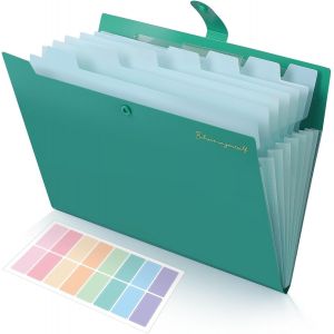 Trieur Document, Trieur 8 Compartiments A4, Dossier Rangement Documents Avec L'&eacute;tiquettes, Rangement Papier/Pochette Document Pour Bureau, Maison, &Eacute;cole(Vert clair) - Neuf