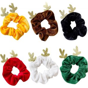 6 Morceaux de Velours Cheveux Chouchous Cheveux Bandes de Bois de No&euml;l Chouchous Satin &eacute;lastique &agrave; Cheveux de Queue de cheval de Cheveux Scrunchie Accessoires pour les Cheveux &Eacute;pais, Mince pour les - Neuf