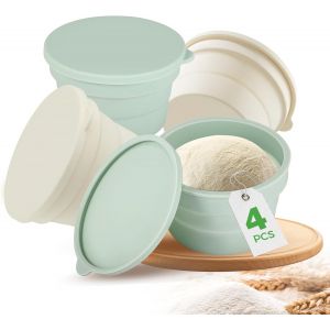 Checarzhn--No1-Lot De 4 Boîtes À Boules À P , Boîte À Boules De P Avec Couvercle, Rangement Pliable En Silicone Bols À P Avec Couvercle, Adaptés Conservation Des Fruit, Fermentation Et Stockage De La - Neuf