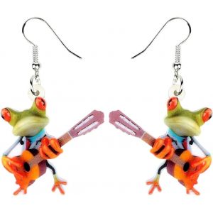 Kal-Acrylique Dessin Animé Grenouille Skateboard Boucles D'oreilles Pendentif Grand Long Bijoux Animaux De Mode Pour Femmes Filles Ados Charms - Neuf