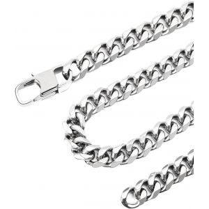 Trahoo-Chaine Homme Acier Inoxydable Argent Couleur 3/6/9/12mm Collier Femme Fine/Grosse Maille Cubaine Chaîne Enfants Garçon Ado 316l Ras Du Cou Longeur 45/50/55/60/65/70/75 Cm - Neuf