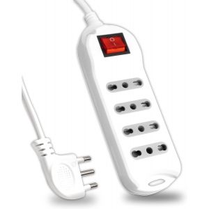 Ytfhg-Multiprise Électrique Avec Interrupteur Et Câble De 1,5 M ¿ 4 Prises 10/16 A Bipasso 2p+T ¿ Avec Prise 16 A ¿ Prise Électrique Pour Maison, Bureau, Magasin ¿ Couleur Blanche - Neuf