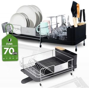 Egoutoire Vaisselle Cuisine ¿ Égouttoir Extensible En Acier Inoxydable Pour Évier Avec Drain Pivotant 360° ¿ Design Robuste & Élégant[App8811770] - Neuf