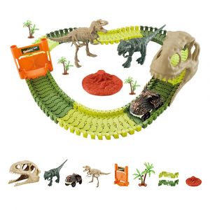 Circuit de course de dinosaures de 105 pi&egrave;ces pour enfants avec voiture &eacute;lectrique et accessoires, &agrave; partir de 3 ans. - Neuf