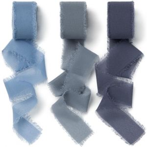 2.5 Cm Mousseline De Soie Ruban Bleu Cadeau Ruban Large Mousseline De Soie Tissu Ruban Frangé Ruban Arc Ruban Mariage - Neuf