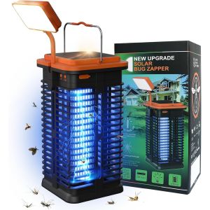 Lampe Anti Moustique Solaire avec LED Lumière,4000mAh Lampe Anti Moustique Electrique Interieur,Solaire et Rechargeable par USB Lampe UV Anti Moustique Exterieur pour Bureau Chambre Camping - Neuf