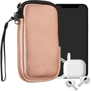 KAL-Housse Universelle Smartphone - Pochette De Protection 15,2 X 8,3 Cm Pour Téléphone Portable M - 5,5"" En Néoprène Or Rose Métallique - Neuf