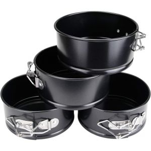 Tianyi-Lot De 4 Petits Moules &Agrave; G&acirc;teau Ronds Antiadh&eacute;sifs Avec Fond Amovible Pour Cheesecakes, Pizzas Et Quiches 10,2 Cm - Neuf