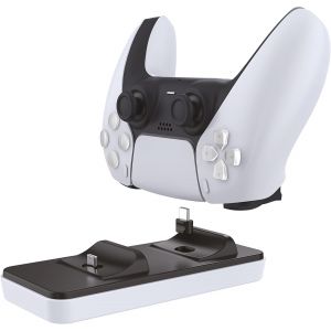 Gamepow+ Chargeur Manette Ps5 Dualsense Avec Charge Rapide Sans Fil - Station De Charge Double Manette De Ps5 Avec Connecteur Amovible - Accessoire Pour Ps5 - Neuf