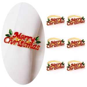 Pi&egrave;ces De No&euml;l Ronds De Serviette - Joyeux No&euml;l, Unique, Ronds De Serviette, Banquet De Mariage D&eacute;coration De Table Vaisselle Fournitures - Neuf