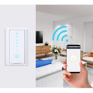 HJLIAN Interrupteur mural intelligent Wi-Fi, commande vocale, telecommande telephonique, prise americaine, AC 90-250 V - Neuf
