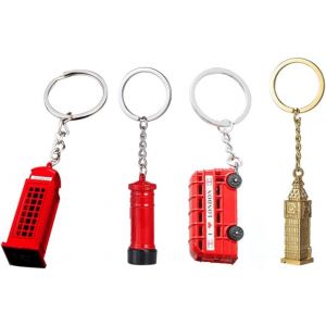 Kalanka-Lot De 4 Porte-Clés London Cabine Téléphonique Bus Big Ben Londres Souvenirs Cadeau - Neuf
