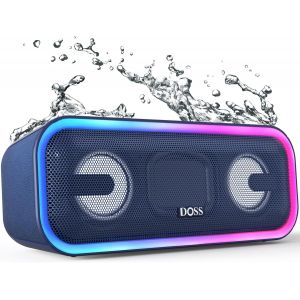 lbgwp60-Soundbox Pro Plus Enceinte Bluetooth Portable, 24W Haut Parleur Sans Fil Avec Led Lumière, Waterproof, Basses Puissantes, 15 Heures Playtime, Bleu - Neuf