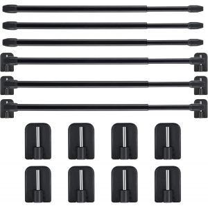 Eryi-Tringle À Rideau En Plastique Réglable 15,7 À 27,5 Pouces Tringles À Rideaux De Douche Auto-Adhésives Barres De Placard Barres De Tension Accessoires Pour Rideaux Sans Perçage (Noir, 6) - Neuf