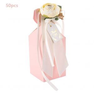 Hjlian Lot De 25 Boites A Bonbons En Forme De Vase, Coffrets Cadeaux De Mariage, Boites A Chocolats Pour Fete Prenatale Avec Ruban (Rose) - Neuf