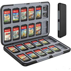 &Eacute;tui pour Cartes de Jeu pour Nintendo Switch,Boite de Rangement Jeux pour Nintendo Switch,avec 24 Emplacements pour Cartes de Jeu Et 24 Emplacements Our Cartes Micro SD - Neuf