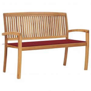 Prolenta Premium - Banc De Jardin Empilable Et Coussin 128,5cm Bois De Teck Massif - Neuf