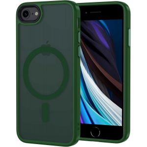 Kal-Coque Pour Iphone 8 / Iphone Se 2020/2022 Magnétique Compatible Avec Magsafe, Étui Mat Translucide Minimaliste, Pc Dur Housse Arrière Anti-Rayures + Tpu Bumper Antichoc - Vert Foncé - Neuf