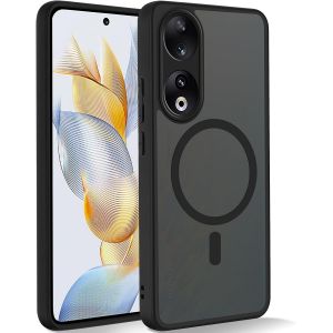 Kal-Magnétique Coque Pour Honor 90 5g,Compatible Avec Magsafe,Etui Translucide Mat Arrière Anti-Rayures Antichoc Housse Silicone Tpu + Pc Dur Protection Case Pour Honor 90 5g 6.7"",Noir - Neuf