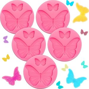 5 Pièces Papillon Moules En Silicone Mini Papillon Moules À Fondant Papillon Moules En Pâte Polymère - Neuf