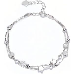 Girl's Bracelet ¿ 2 In 1 Gift Women's Christmas Gift Women's Jewellery Women's Silver Bracelet ¿ Star Shaped Bracelet - Neuf