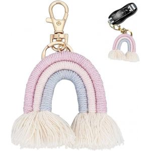 KAL-Tissage Arc-En-Ciel Gland Porte-Cl&eacute;s Boho Arc-En-Ciel Gland Charme Macram&eacute; Arc-En-Ciel Gland Porte-Cl&eacute;s Voiture Porte-Cl&eacute;s Porte-Sac Portefeuille Sac &Agrave; Main D&eacute;coration - Neuf
