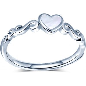 Kahfl-Bague Ouverte En Argent 925,Bague Ajustable Pour Femme Fille,Bague Coeur Et Symbole De L'infini,Bague De Mariage,Incrusté Zircon Et Fritillaire,Cadeau De Noël Et D'anniversaire - Neuf