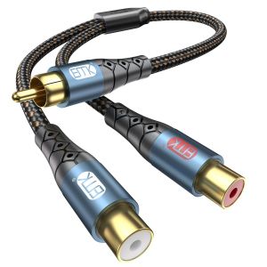 VornixorSarlshop-RCA adaptateur, 30cm Canal st&eacute;r&eacute;o 1 m&acirc;le 2 femelle cable r&eacute;partiteur coaxial c&acirc;ble d'extension RCA (R&L) audio adaptateur vers c&acirc;bles coaxial pour Subwoofer, Haut-parleur (m&acirc;les-2fem - Neuf