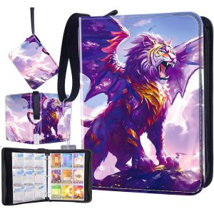 Mdy-Classeur Carte Album,900 Pochette Grand Cahier Rangement Album Carte Protege,Porte Carte,Classeur Compatible Avec Cartes,Classeur Carte À Collectionner,Avec Fermeture Éclair,Pour Cadeaux De Noël, - Neuf