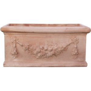 Lbgwp60-Jardinière D'extérieur 80 X 36 X 37 Cm | Vase En Terre Cuite Made In Italy | Jardinières D'extérieur Grandes Artisanales - Neuf