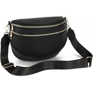CAUC-Sac Banane Femme Sac &agrave; Bandouli&egrave;re Cuir Sac &agrave; Main Crossbody Bag &Eacute;l&eacute;gante Tendance avec Large Sangle R&eacute;glable et Amovible - Neuf