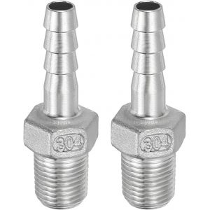 Kalanka-Raccord De Tuyau &Agrave; Barbe En Acier Inoxydable 304, Lot De 2 Raccords De Tuyau &Agrave; Barbe De 1/4"" X Filetage Pt De 1/8"" Adaptateur De Connecteur De Tuyau Rapide Pour La Connexion D'air - Neuf