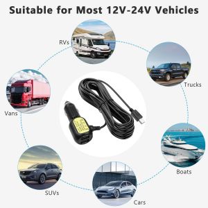 Mini C&acirc;ble De Chargement Usb Pour Cam&eacute;ra De Voiture,3.5a C&acirc;ble D'alimentation Pour Enregistreur &Agrave; Prise Allume-Cigarette Mini Usb,Chargeur De Voiture Pour Navigation Gps 3,5 M&egrave;tres - Neuf