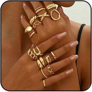 Kal-16pcs Vintage Bagues Pour Femmes Filles Bagues En Or Ouverte Grosses Bague R&eacute;glable Bague De Pouce Or Anneaux Bijoux - Neuf