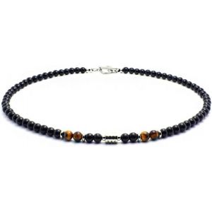 Kal-Collier De Perles En Pierre, Collier En Pierre D'oeil De Tigre Jaune, Collier De Personnalit&eacute; Hip Hop, Collier De Couleurs M&eacute;lang&eacute;es Pour Hommes, Collier De Bijoux De Mode - Neuf