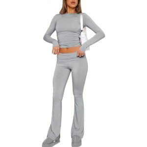 Femme Ensemble De 2 Pièces Tops Slim Fit À Manches Courtes Et Yoga Pantalon Femme Ensemble Fitness Ensemble Lounge D'été - Neuf