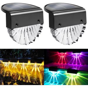 Lampe Solaire Exterieur, 2 Pi&egrave;ces Lumiere Solaire Exterieur, Color&eacute;e Led Et Lumi&egrave;re Blanche Chaude, Ip65 &Eacute;tanche Lampes Solaires Exterieures Jardin, Decoration Jardin Exterieur, Balcon - Neuf