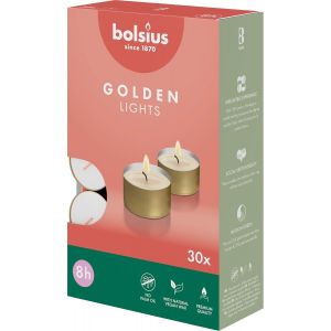 Bougies chauffe-plat avec tasse dorée - Lot de 30 à 8 heures de combustion - Bougies décoratives pour la maison - Sans parfum - Avec cire naturelle végétalienne - Sans huile de palme - Neuf