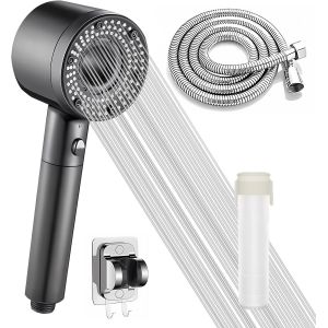 Lkjkj-Pommeau Douche,Pommeau De Douche Haute Pression,5 Modes Douchette Douche Salle De Bain,Multifonction Pommeau De Douche Economie Deau Avec Tuyau Et Supports De Douche - Neuf