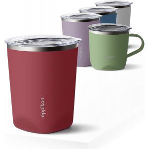 CMWS-eppiLungo Tasse isotherme en acier inoxydable, Mug isotherme, Mug &agrave; caf&eacute;, 220 ml, 280 ml avec couvercle, pour caf&eacute; et th&eacute; (Vintage Red, 280 ml) - Neuf