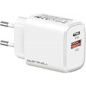 JGD-Chargeur Rapide USB C 20W, 2-Ports Prise USB-C et Chargeur USB-A, USBC Rapide Adaptateur Secteur Chargeur de Type C pour iPhone 14 Pro Max 13 12 11SE X XS XR 8 7 6, AirPods, Samsung - Neuf