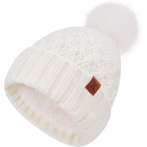Jexnovashop-Bonnet D'hiver Chaud Pour Femme Avec Pompon - C&acirc;ble &Eacute;pais, Doublure Fleece Confortable Cadeau Femme - Neuf
