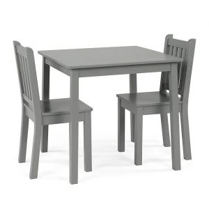 GINGER HOME Ensemble Table et 2 Chaises Enfant en Bois &iquest; Bureau, Jeu, Dessin, Repas &iquest; Gris - Neuf