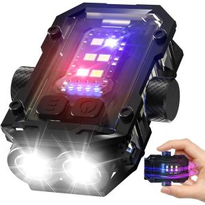 N11 Mini Torche Led Avec Rotatif Pour Libérer L'humeur,Clip,Porte-Clés,Puissante Rechargeable Avec Rouge Bleue Flash Light, Lampe De Poche 1000lumens, Red Torche Light Pour Camping,Randonnée - Neuf