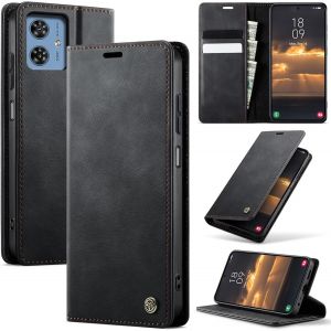 Maa-Coque Motorola Moto G54/G14 Cuir Pu Premium Fentes Cartes Etui Pochette De Portefeuille Avec Fonction Support Case À Rabat Coque Motorola Moto G54/G14 - Noir - Neuf