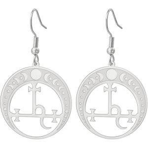 Kal-Lilith Boucles D'oreilles Pendantes Pour Les Femmes Sigil De Lilith Déesse Phase De La Lune Sorcière Païenne Hécate Amulette Triple Déesse De La Lune Bijoux Cadeaux Sorcières - Neuf