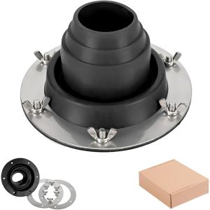 Yemaesre-Passe-Tuyau De Poêle Pour Tente - Noir - Hot Tent Stove Jack En Silicone Résistant À La Chaleur Et Base En Acier Inoxydable - Manchon De Toit Pour Réchaud De Camping (Tuyau Od 1 3/4"-3 1/4") - Neuf