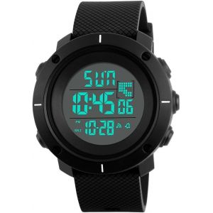 Digital Sport Montre Homme Femme 50m Etanche Plastique Bordure Et Caoutchouc Bande Led Electronique Outdoor Tactique Militaire Quartz Montres Bracelet 12h/24h Double Temps Noir - Neuf