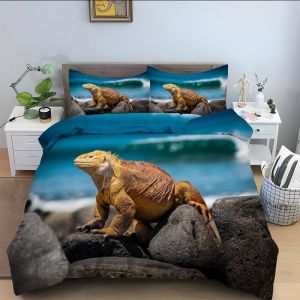 Parure De Lit X Enfant Brun, Iguane Terrestre Housse De Couette X Microfibre Housse Couette Personne Avec Fermeture &iquest;&iquest;Clair, Ensemble De Literie Avec Taie D'oreillers X Cm - Neuf