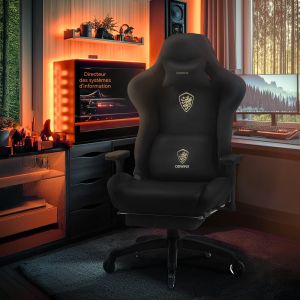 Fauteuil gamer Dowinx, si&egrave;ge de bureau ergonomique en microfibre velours respirante, sensation douce comme de la fourrure. Fauteuil de bureau r&eacute;glable avec repose-pieds, noir clair - Neuf